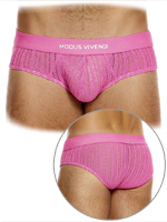 Striped Crochet Classic Brief - Pink